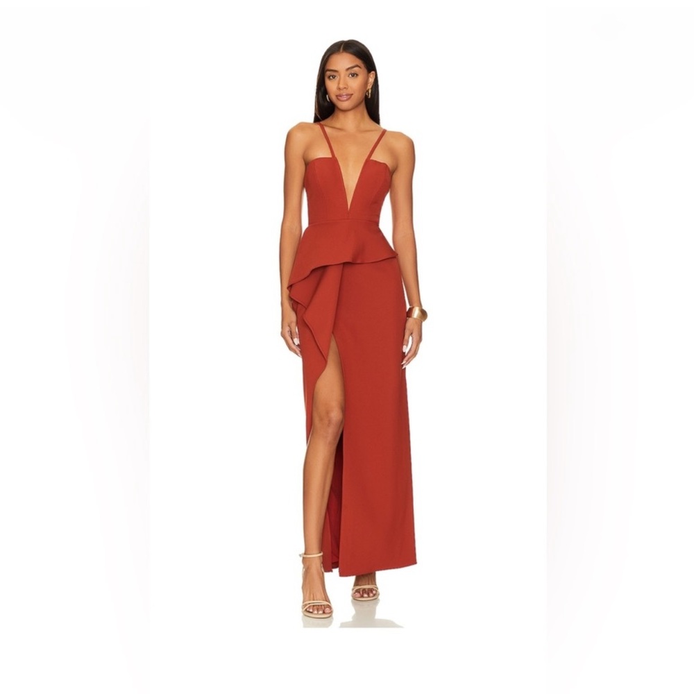 BCBGMaxAzria Rust High Low Dress